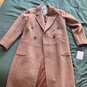 women’s Brown Double-Breasted Coat NWT